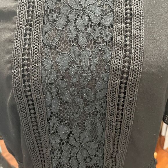 Pink‎ Owl Apparel Black Lace Peplum Blouse, Size Large - Picture 5 of 12